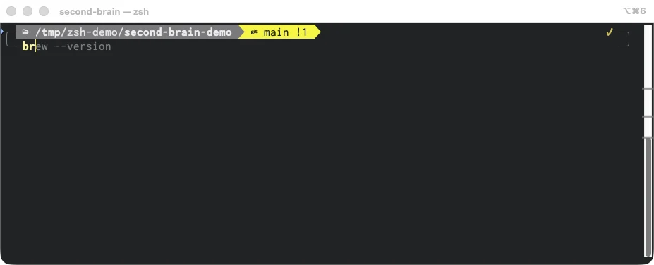 zsh-autosuggestions: набрано br, серым дописана подсказка ew --version из истории
